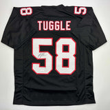 Autographed/Signed Jessie Tuggle Atlanta Black Football Jersey JSA COA