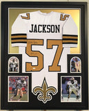 FRAMED RICKEY JACKSON AUTOGRAPHED SIGNED INSC NEW ORLEANS SAINTS JERSEY JSA COA