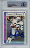 Tony Dorsett Autographed 1978 Topps SB XII #168 Trading Card Beckett Slab 38658
