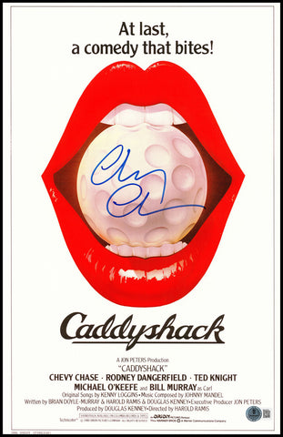 CHEVY CHASE AUTOGRAPHED CADDYSHACK 11X17 MOVIE POSTER BECKETT BAS QR 230654