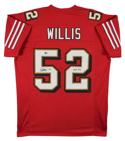 Patrick Willis "HOF 24" Signed Red Pro Style Jersey w/ Dropshadow BAS Witness 2