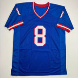 Autographed/Signed Daniel Jones New York Blue Retro Jersey BAS COA