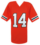 Vinny Testaverde Signed Orange Throwback Custom Football Jersey - (SCHWARTZ COA)