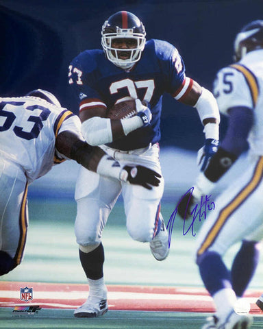 Rodney Hampton Signed Giants Blue Jersey Action 16x20 Photo - (SCHWARTZ COA)