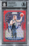 Pacers Domantas Sabonis Signed 2020 Panini Prizm Ruby Wave #23 Card BAS Slabbed