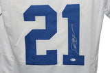 Deion Sanders Autographed/Signed Pro Style White XL Jersey BAS 30676