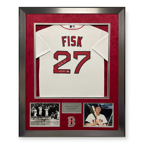 Carlton Fisk Signed Autographed Jersey w/ HOF 2000 Framed To 32x40 NEP