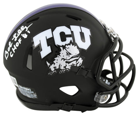 TCU Bob Lilly "CHOF 81" Authentic Signed Black Speed Mini Helmet BAS Witnessed