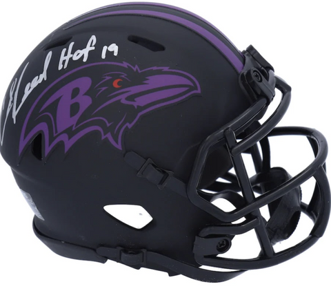 ED REED Autographed "HOF '19" Baltimore Ravens Eclipse Mini Helmet FANATICS
