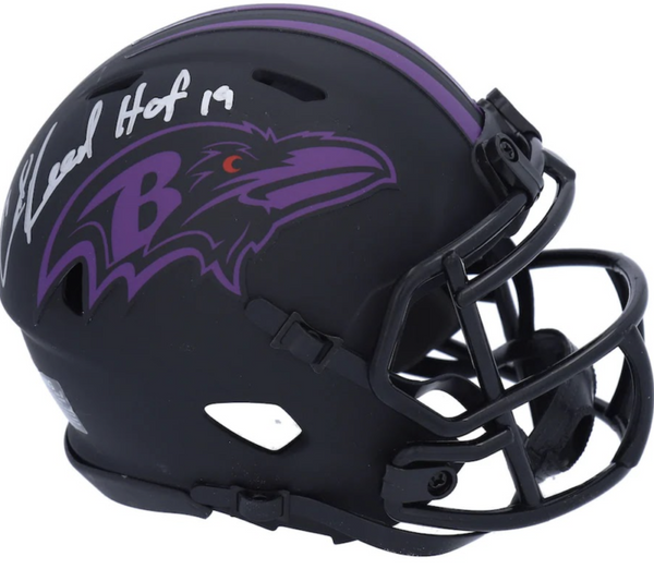 ED REED Autographed "HOF '19" Baltimore Ravens Eclipse Mini Helmet FANATICS