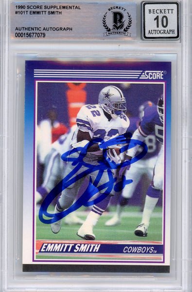 Emmitt Smith Signed 1990 Score Supplemental #101 (Grade 10) Slabbed BAS 39891