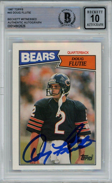 Doug Flutie Signed Chicago Bears 1987 Topps #45 Beckett Auto 10 40682