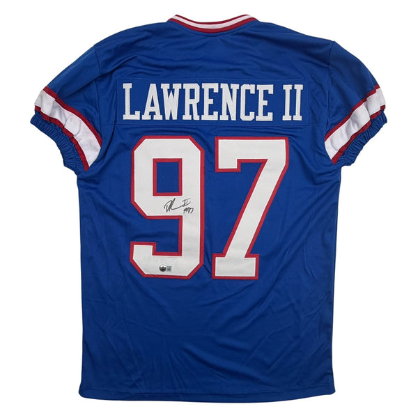 Autographed/Signed Dexter Lawrence New York Retro Pro Cut Jersey Beckett BAS COA