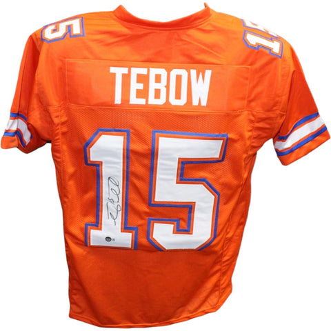 Tim Tebow Autographed/Signed College Style Orange Jersey Beckett 42377