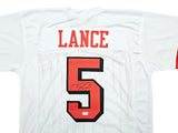 SAN FRANCISCO 49ERS TREY LANCE AUTOGRAPHED WHITE JERSEY BECKETT WITNESS 215021