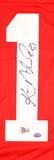 Ken Norton Jr. Autographed Red Jersey- Beckett Hologram *Black