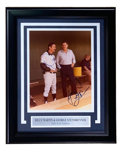 Billy Martin George Steinbrenner Signed Framed 8x10 New York Yankees Photo PSA