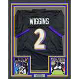 Framed Autographed/Signed Nate Wiggins 35x39 Baltimore Black Jersey JSA COA