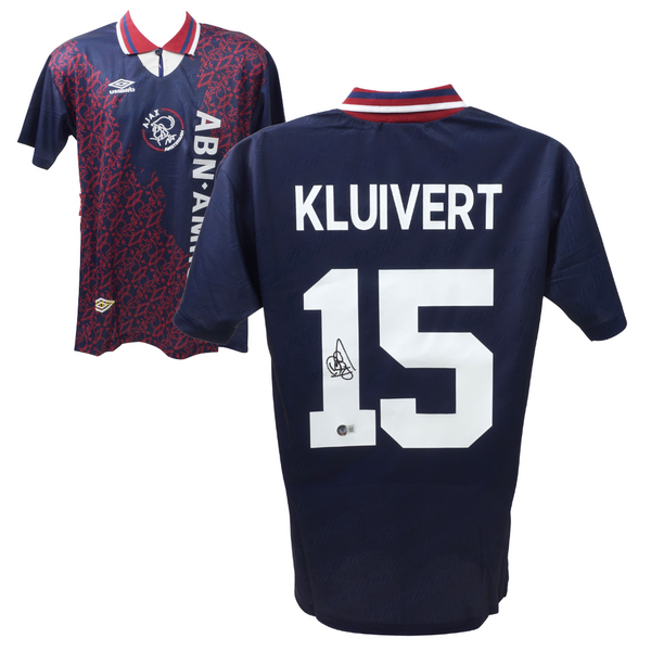 Patrick Kluivert Signed AFC Ajax Away Soccer Jersey #15 with Beckett COA
