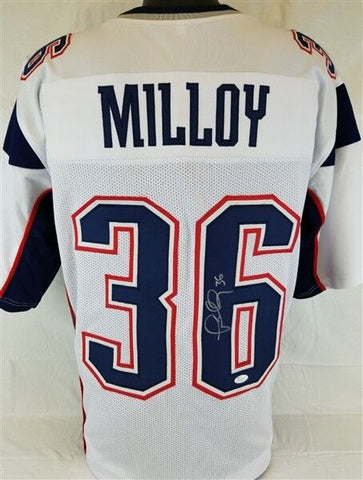 Lawyer Milloy Signed Patriots White Jersey (JSA) 4 Time Pro Bowl Strong Safety