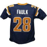 Marshall Faulk Autographed/Signed Pro Style Blue Jersey Beckett 43673