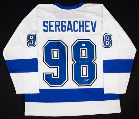 Mikhail Sergachev Signed Tampa Bay Lightning Jersey "2x SC Champ" (JSA Defense