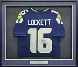 SEAHAWKS TYLER LOCKETT AUTOGRAPHED FRAMED BLUE NIKE TWILL JERSEY MCS HOLO 221133