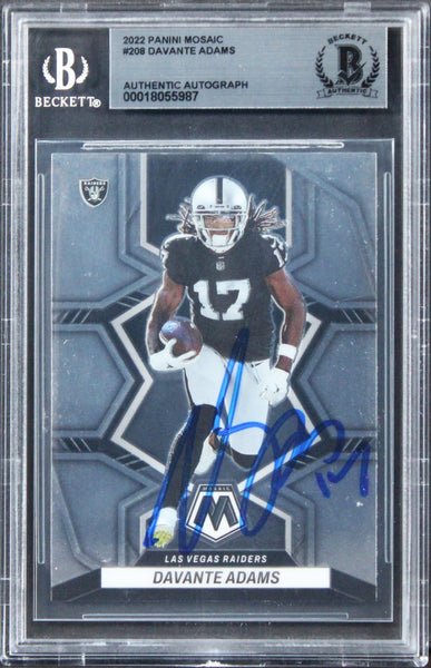 Raiders Davante Adams Authentic Signed 2022 Panini Mosaic #208 Card BAS Slabbed