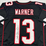 Autographed/Signed Kurt Warner Arizona Black Jersey Beckett BAS COA