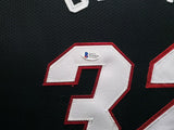 HEAT SHAQUILLE O'NEAL AUTOGRAPHED FRAMED BLACK JERSEY BECKETT WITNESS 243018