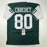 Autographed/Signed Wayne Chrebet New York Green Football Jersey JSA COA
