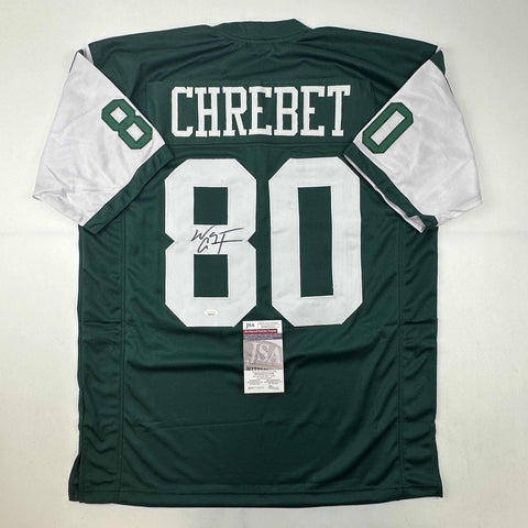 Autographed/Signed Wayne Chrebet New York Green Football Jersey JSA COA