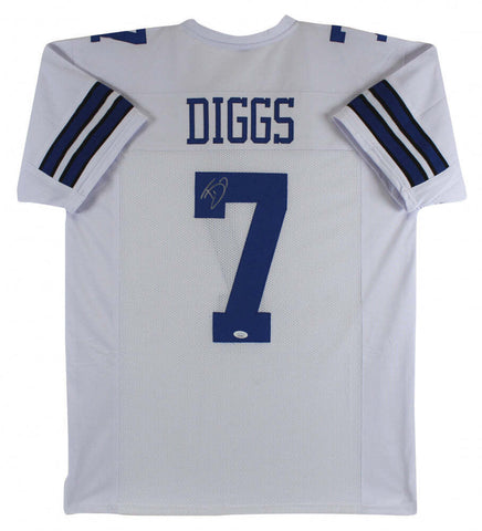 Trevon Diggs Dallas Cowboys Autographed Signed White Football Jersey JSA COA