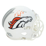 Troy Franklin Autographed Denver Broncos White 2024 Mini Helmet Beckett