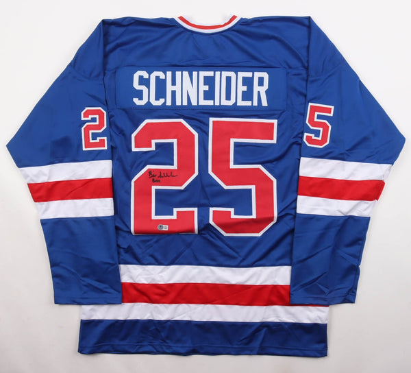 Buzz Schneider Signed 1980 Gold Medal Team USA Jersey Inscribed Miracle /Beckett