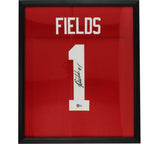 Justin Fields Signed Framed Ohio Red Jersey