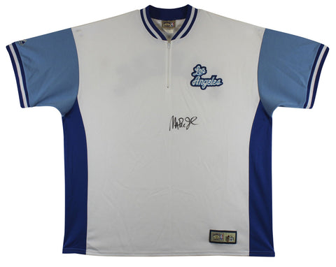Lakers Magic Johnson Signed White Majestic HWC Warmup Shirt BAS Witness #W205612