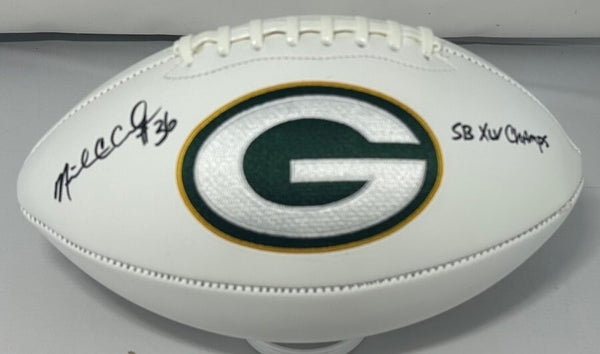 Packers NICK COLLINS Signed White Panel Green Bay LOGO Football AUTO w/ XLV Chmp