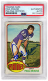 Paul Krause Signed Vikings 1976 Topps Football Card #65 - (PSA/DNA Slabbed)