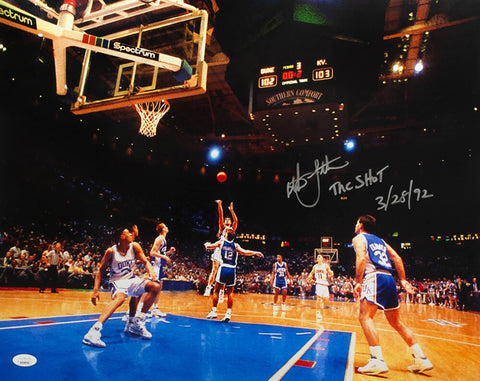 Christian Laettner Signed Duke The Shot 16x20 Photo w/The Shot 3-28-92 - JSA COA
