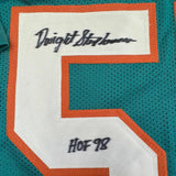 Framed Signed Dwight Stephenson 35x39 HOF Miami Teal Jersey JSA COA