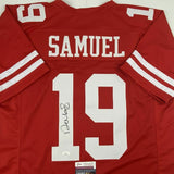 Autographed/Signed DEEBO SAMUEL San Francisco Red Football Jersey JSA COA Auto