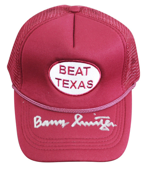 Oklahoma Barry Switzer Authentic Signed Maroon Beat Texas Hat Autographed BAS W