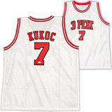 CHICAGO BULLS TONI KUKOC AUTOGRAPHED WHITE JERSEY "3X NBA CHAMP" JSA 215749