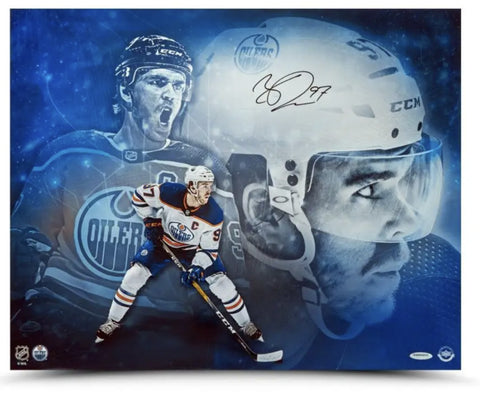 Connor McDavid Autographed Edmonton Oilers "Mindset" 16 x 20 Metallic Photo UDA