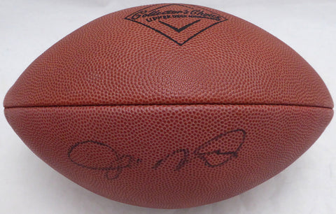 Joe Montana Autographed Collectors Choice Leather Football 49ers Beckett BJ25174