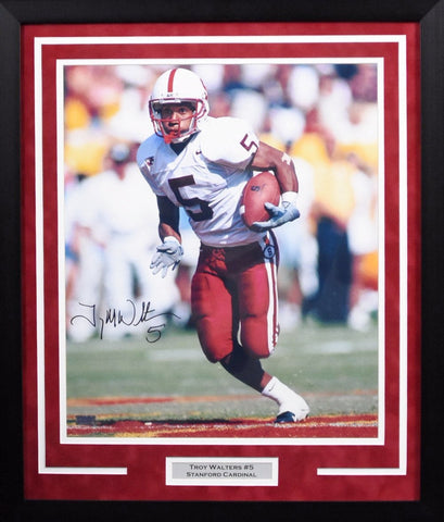 TROY WALTERS AUTOGRAPHED STANFORD CARDINAL 16x20 FRAMED PHOTO COA