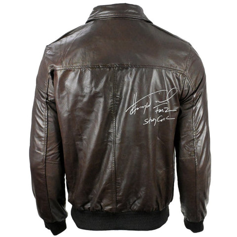Henry Winkler Autographed Happy Days Fonzie Leather Jacket with Stay Cool - Fonz