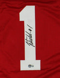 Justin Fields Signed Framed Ohio Red Jersey
