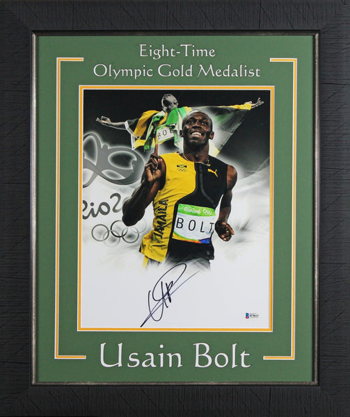 Usain Bolt Authentic Signed 11x14 Framed Vertical Photo Autographed BAS #H78623